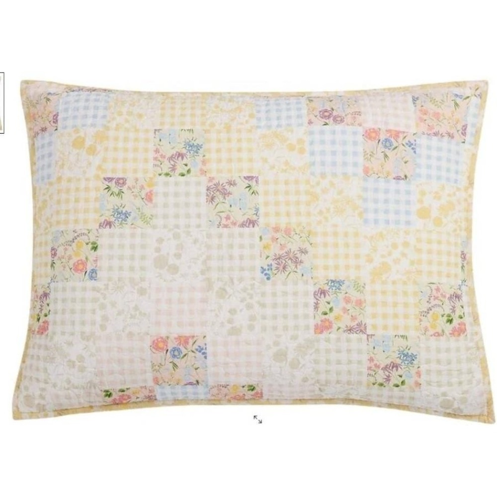Martha Stewart Checkered Floral Standard Sham 100% Cotton 20 in x 28 in - Macy's